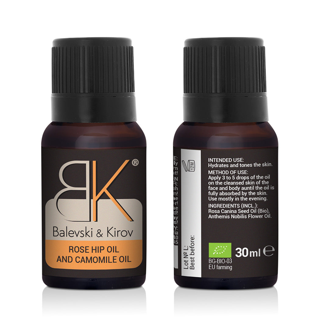 Šípkový olej s éterickým olejem z heřmánku římského - BIO